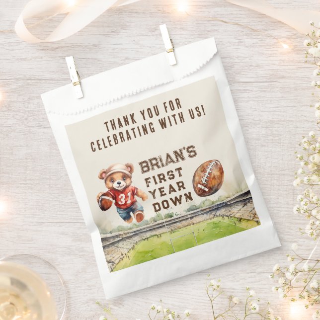 sports football first year down boy 1st birthday favour bag (Clipped)