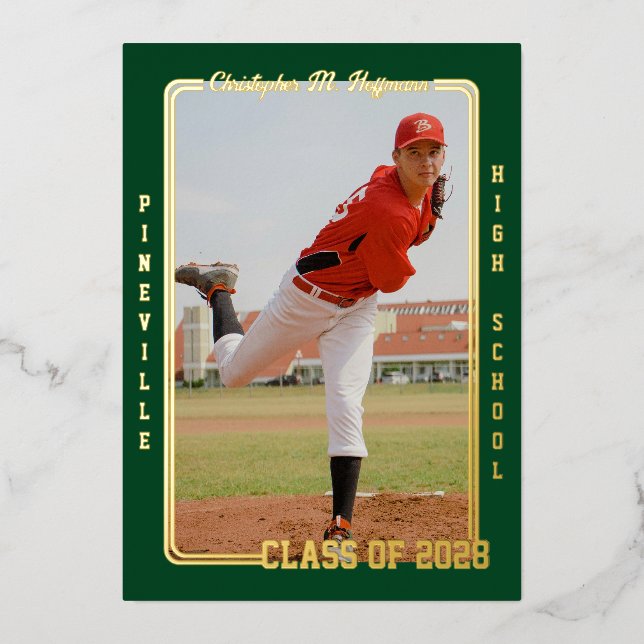 Sports Forest Green Graduation Announcement (Front)