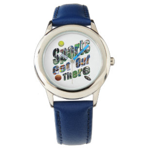 Sports Get Out There Picture Logo, Kids Leather Watch