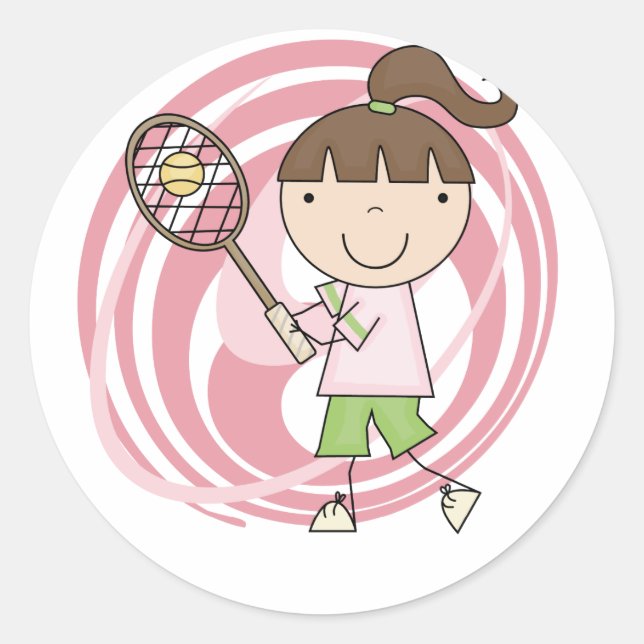 Sports Girl Tennis Tshirts and Gifts Classic Round Sticker (Front)