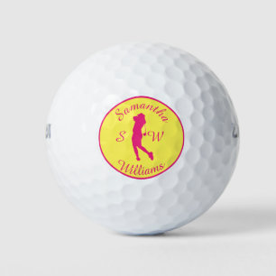 Sports Golfer Female Pink Silhouette Golf Balls