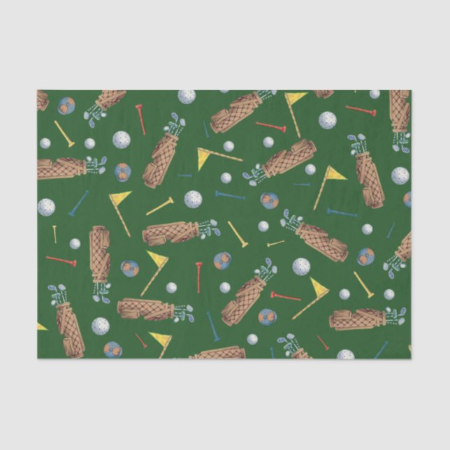 Sports Green Golf Equipment Pattern Tissue Paper (Front)