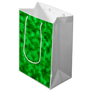 Sports Green Pixilated Grass Field Team Games Medium Gift Bag