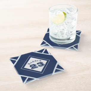 Sports Inspired Blue glass coaster