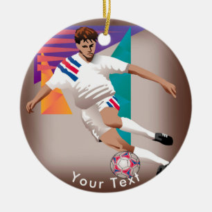 SPORTS International Soccer Player Ceramic Ornament