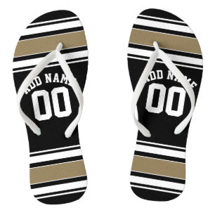 Sports Jersey Black and Gold Stripes Name Number Thongs