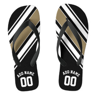 Sports Jersey Black and Gold Stripes Name Number Thongs