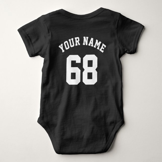 Sports Jersey Custom Name and Number Backside Baby Bodysuit (Back)