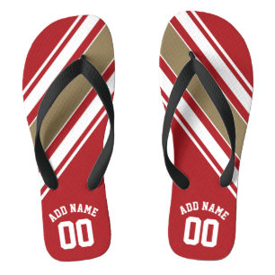Sports Jersey Red and Gold Stripes Name Number Thongs