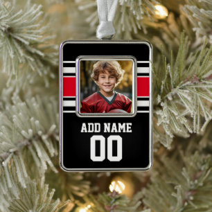 Sports Jersey with Photo, Name and Number Silver Plated Framed Ornament