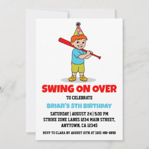 Sports kids baseball birthday invitations