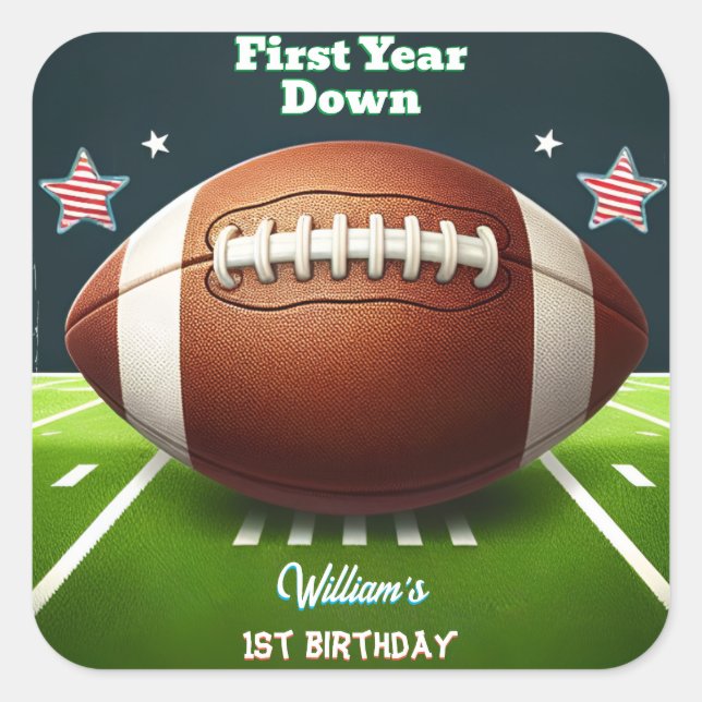Sports kids boys ticket Football 1st Birthday Square Sticker (Front)