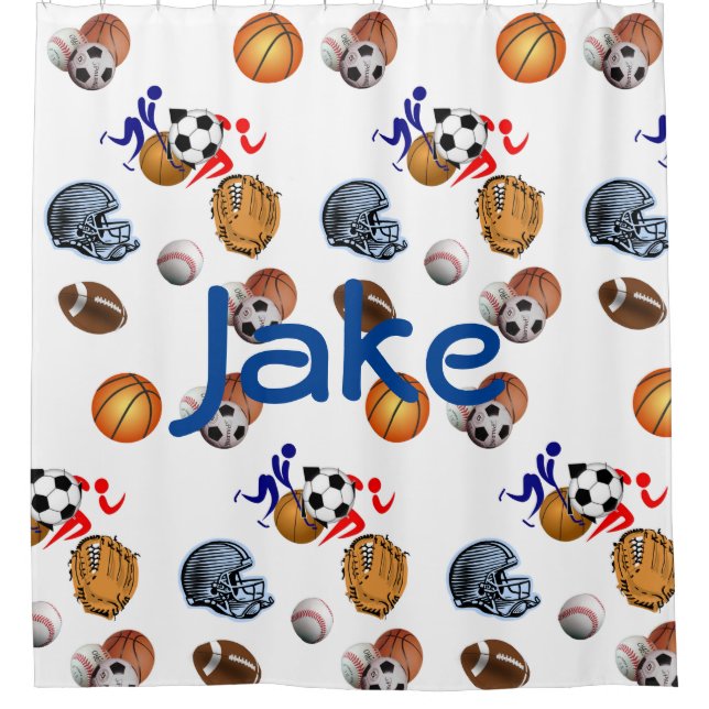 Sports kids shower curtains Jake (Front)