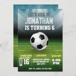 Sports Kids Soccer Birthday Invitation