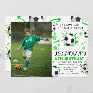 Sports Kids Soccer Birthday Party Invitation
