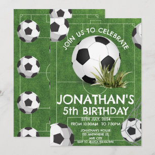 Sports Kids Soccer Birthday Party Invitation