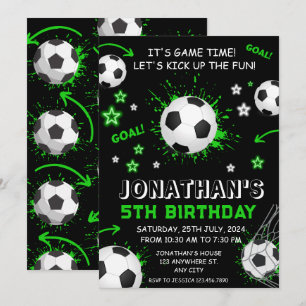 Sports Kids Soccer Birthday Party Invitation