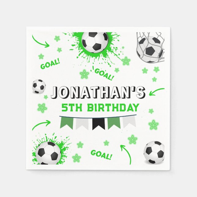 Sports Kids Soccer Birthday Party Napkin (Front)