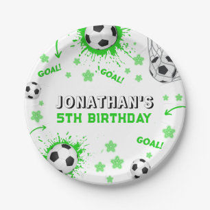 Sports Kids Soccer Birthday Party Paper Plate