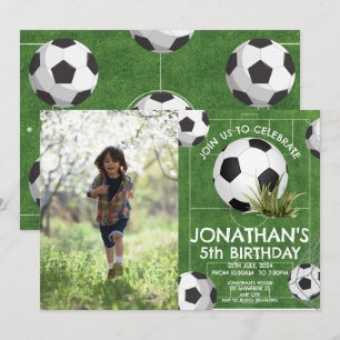 Sports Kids Soccer Birthday Party photo Invitation