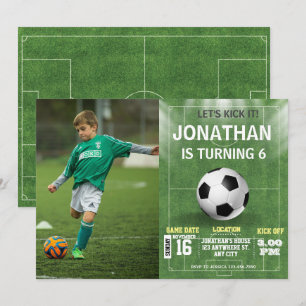 Sports Kids Soccer Football Photo Birthday Invitation