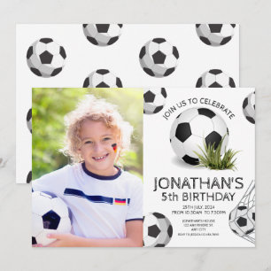Sports Kids Soccer Photo Birthday Party Invitation