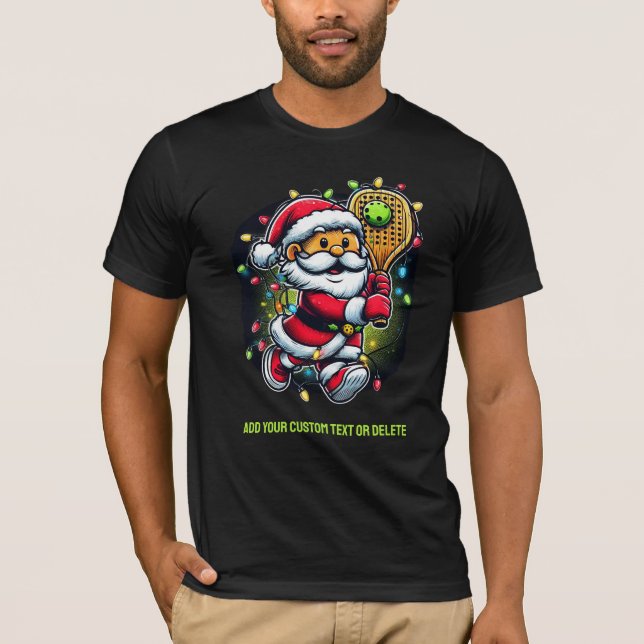 Sports Lover Pickleball Player Christmas Santa T-Shirt (Front)