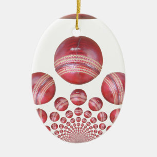 Sports Lover’s Cricket Ball Print Ceramic Ornament