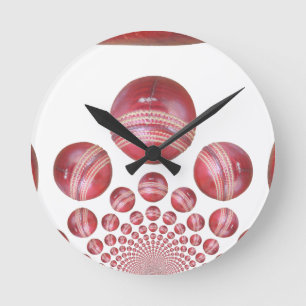 Sports Lover’s Cricket Ball Print Round Clock
