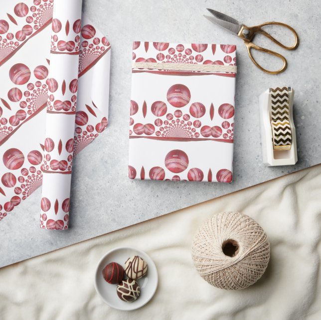 Sports Lover’s Cricket Ball Print Wrapping Paper (Crafts)