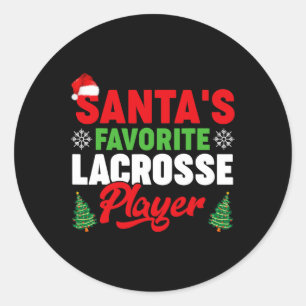 Sports Lover Santa's Favourite Lacrosse Player Chr Classic Round Sticker