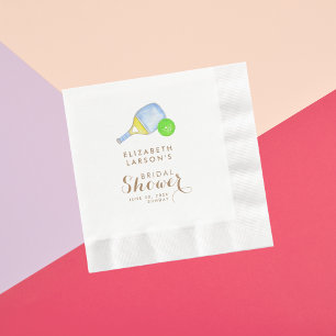 Sports Lover Watercolor Pickleball Themed Bridal Napkin