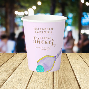 Sports Lover Watercolor Pickleball Themed Bridal Paper Cups