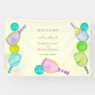 Sports Lover Watercolor  Pickleball Themed Wedding Banner