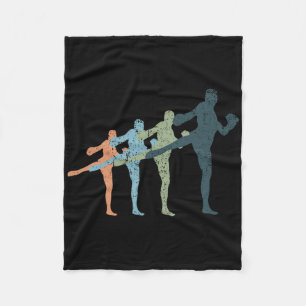Sports Mom And Dad Silhouette - Vintage Kickboxing Fleece Blanket