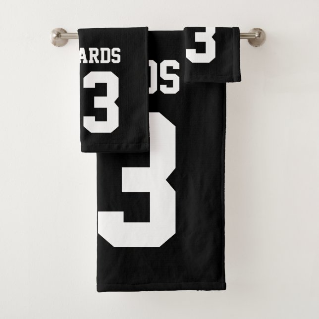 Sports Numbered With Name Bath Towel Set (Insitu)