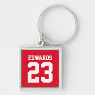 Sports Numbered With Name Keychain