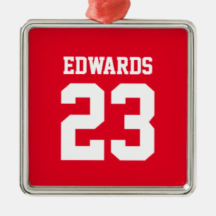 Sports Numbered With Name Metal Ornament