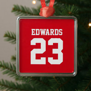 Sports Numbered With Name Metal Ornament