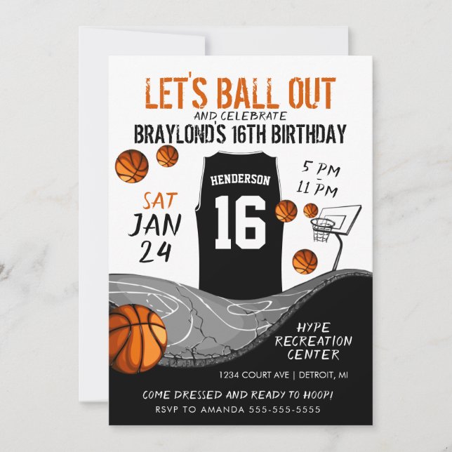 Sports Outdoor Basketball Birthday Invitation (Front)
