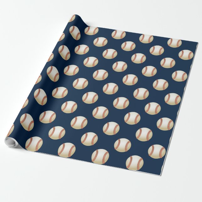 Sports Party Baseball theme Wrapping Paper (Unrolled)