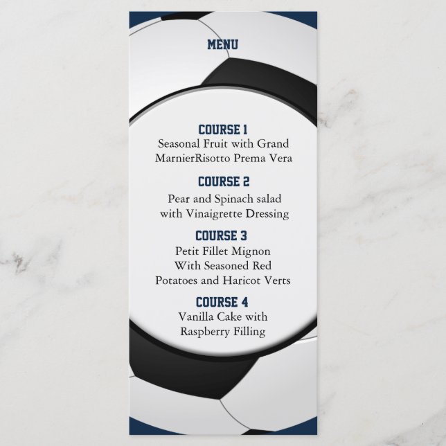 Sports Party Soccer theme Personalise Menu cards (Front)