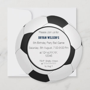 Sports Party Soccer theme Personalised Invites