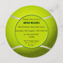 Sports Party Tennis theme Personalised Invites