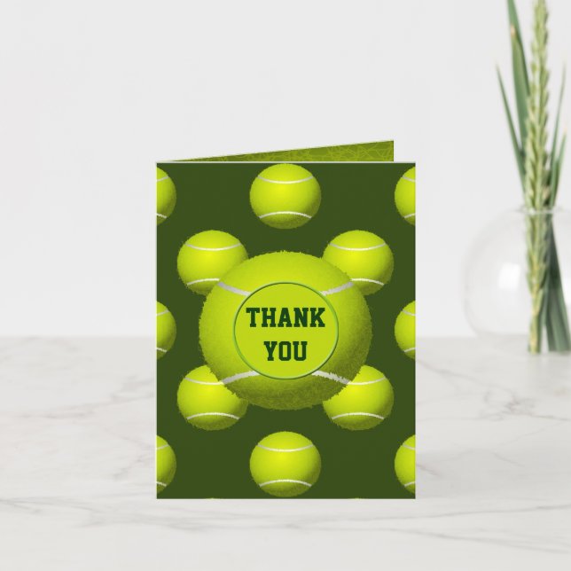 Sports Party Tennis theme Personalised Thank You Card (Front)