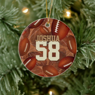 Sports pattern Footballz! his name jersey number Ceramic Tree Decoration