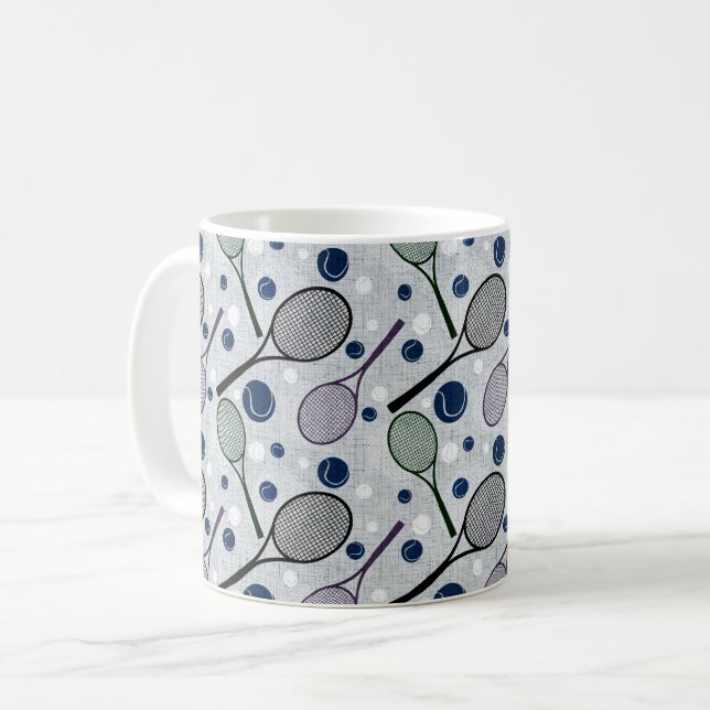 Sports pattern for tennis fans. coffee mug (Front Left)