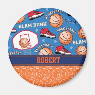 SPORTS Personalise Name Basketball Fan Fun Pattern Magnet