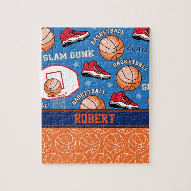 SPORTS Personalised Name Basketball Fan Pattern Jigsaw Puzzle (Vertical)