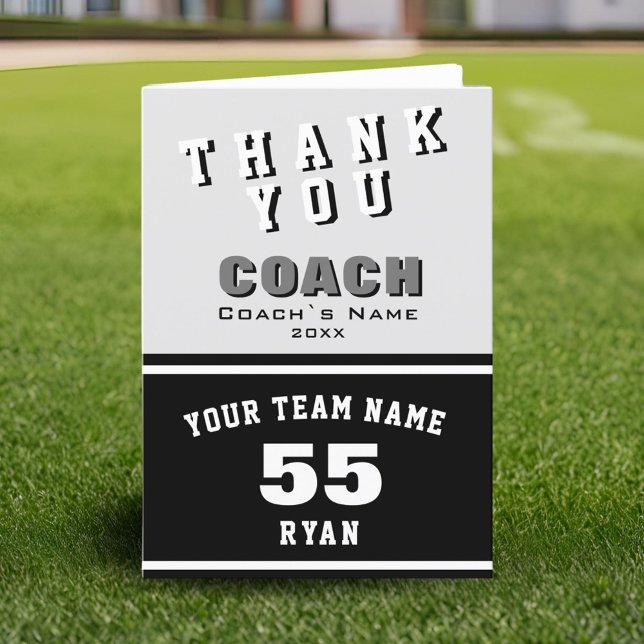 Sports Player Black Thank you Coach Card (Creator Uploaded)